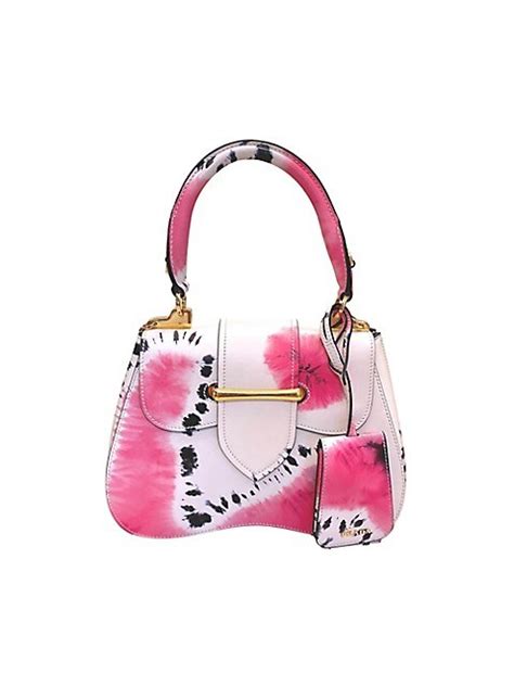 Prada City Tie Dye Pink and White Leather Sidonie Top Handle Bag